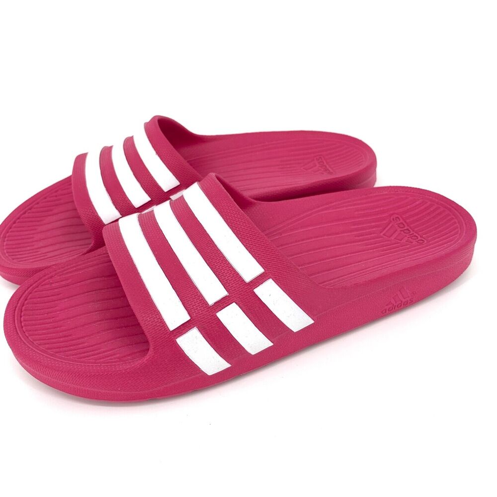 Adidas Adilette Slides Slip-on Youth Size 5 Pink White - Picture 8 of 8